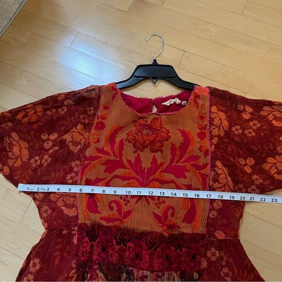 Soft Surroundings Cavatina Smocked Crinkle Chiffon Midi Dress in Red Multi NWOT - Picture 13 of 15